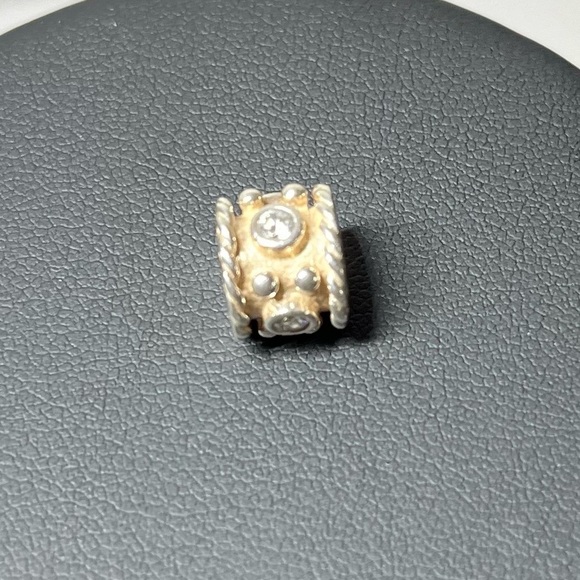 Pandora 925 Sterling Silver Charm Bead with Clear CZ Stones. Retired - Picture 5 of 6